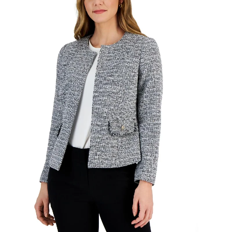 sleek trench coatPlus Womens Two Tone Work Wear Open-Front Blazer