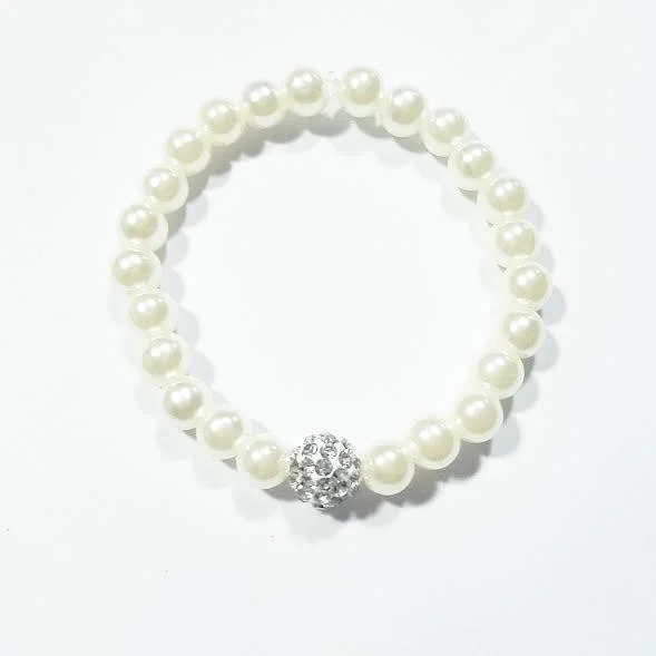 Holiday Sale floral dressHeart Me Crystal & Ivory Freshwater Pearl Bracelet