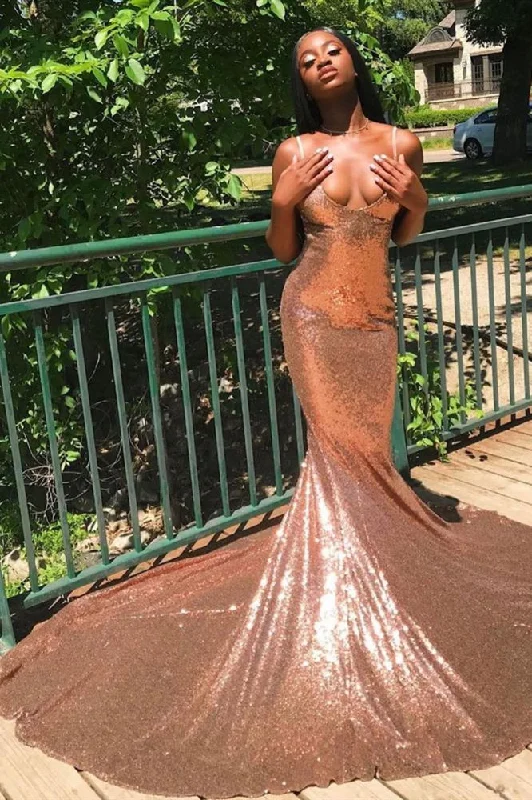 Blowout Sale Chic Spaghetti Sequins Mermaid Prom Party GownsCharming V-Neck evening Wear Blowout Sale Chic Spaghetti Sequins Mermaid Prom Party GownsCharming V-Neck evening Wear