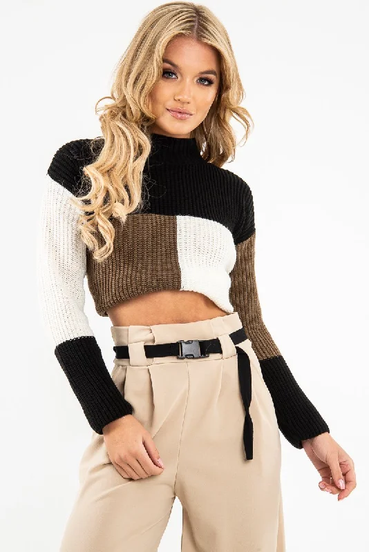 Year-End Clearance warm pullover for layeringBlack Colour Block Chunky Knit Jumper - Maebel Year-End Clearance warm pullover for layeringBlack Colour Block Chunky Knit Jumper - Maebel