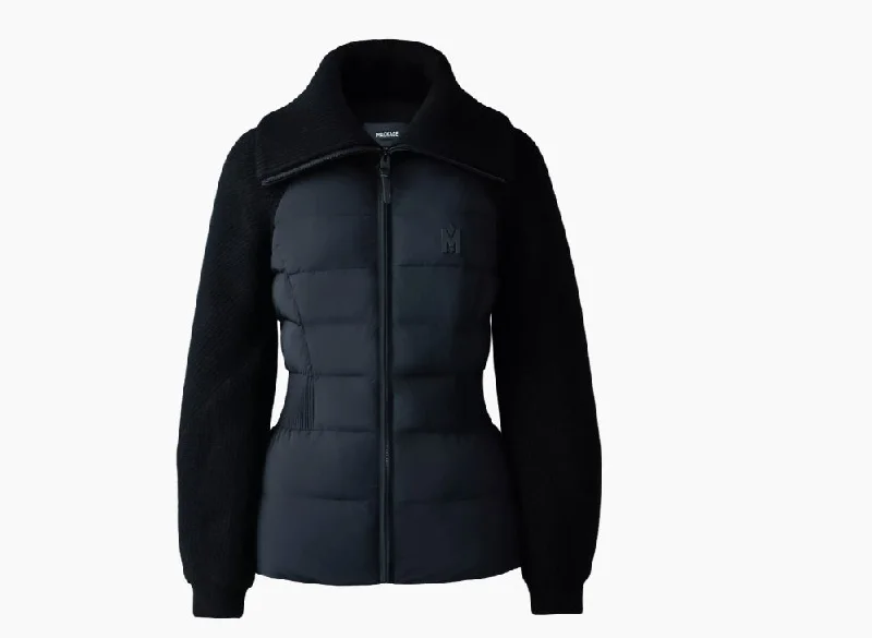 Shop and Save Mackage Women's Foxy Mixed Media Jacket, Black, L