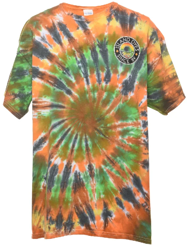 Sneak Peek Sale Tie Dye Design Multi-Colour Printed T-Shirt - XL