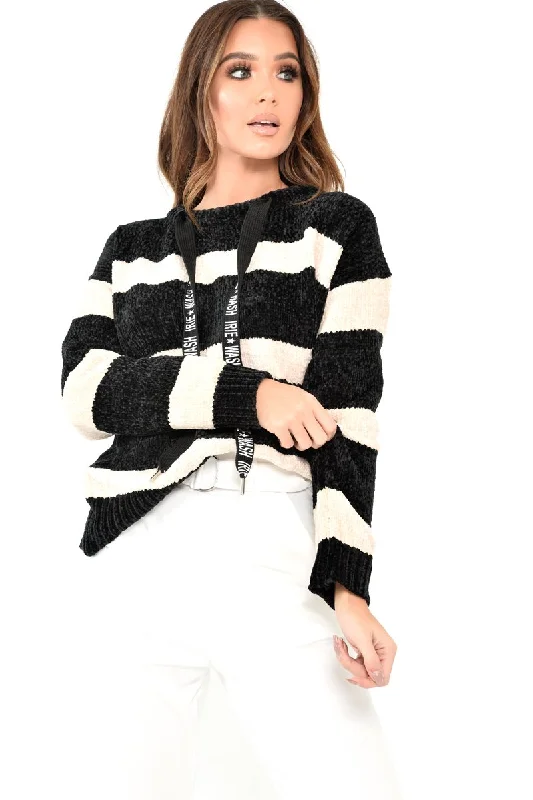 Unmissable Offer lightweight pullover sweaterBlack Cream Chenille Slogan Tape Jumper - Gwenith Unmissable Offer lightweight pullover sweaterBlack Cream Chenille Slogan Tape Jumper - Gwenith