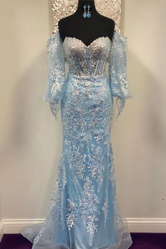 Daily Deals casual dressLight Blue Off-Shoulder Floral Appliques Mermaid Long Prom Dress Daily Deals casual dressLight Blue Off-Shoulder Floral Appliques Mermaid Long Prom Dress