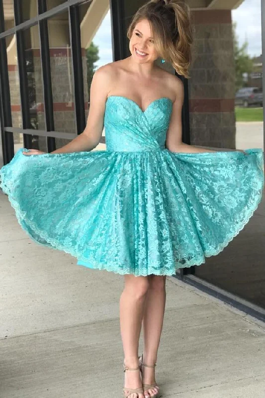 Inventory Reduction Ruched Sweetheart Lace Tiffany Blue Homecoming Dresses Short ANN5501 Inventory Reduction Ruched Sweetheart Lace Tiffany Blue Homecoming Dresses Short ANN5501
