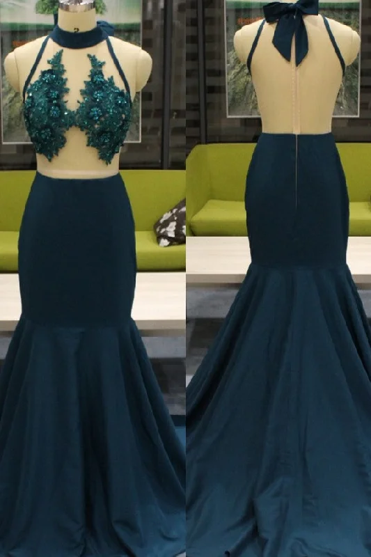 Deep Discounts Chic Mermaid High Neck Sheer Sleeveless Lace Appliques Zipper Prom Dresses Bow Neck Open Back Sweep Train Gowns Deep Discounts Chic Mermaid High Neck Sheer Sleeveless Lace Appliques Zipper Prom Dresses Bow Neck Open Back Sweep Train Gowns