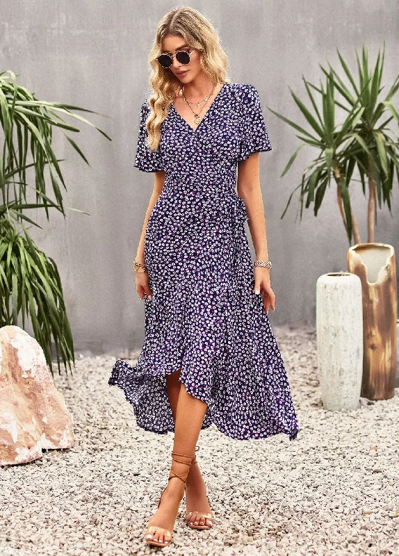 classic fit-and-flare dressJoanna Floral Print A-line Split Summer Midi Dress