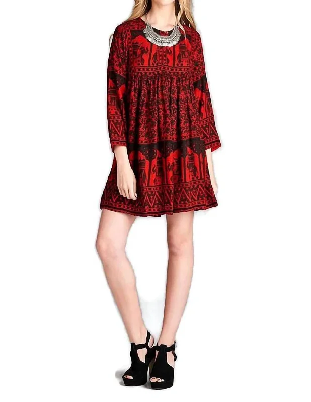 Savings Galore sleeveless dressIndia Print Dress In Red