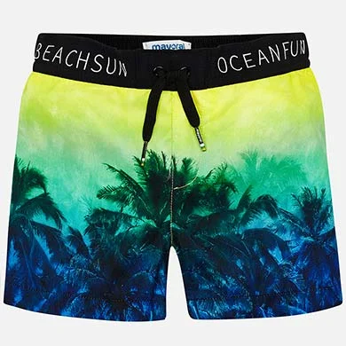 trendy wrap dressPalm tree swim shorts