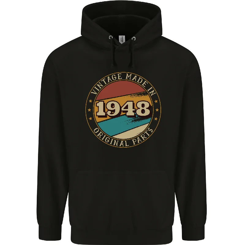 Midnight Sale chic hoodie76th Birthday  Vintage Made In 1948 Mens 80% Cotton Hoodie