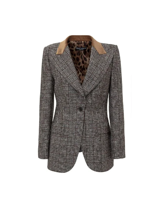 Price Cut Dolce & Gabbana  Women's Tweed Blazer with Velvet Collar