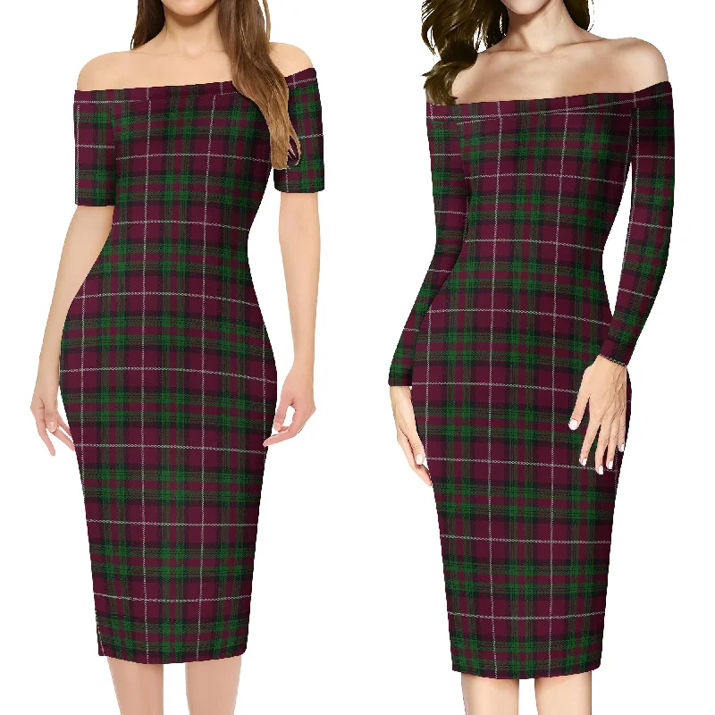 Final Clearance Stewart of Bute Hunting Tartan Off Shoulder Lady Dress
