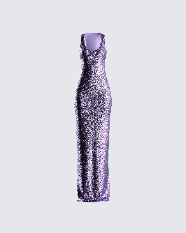 wrap dressElsa Lilac Sequin Sleeveless Gown