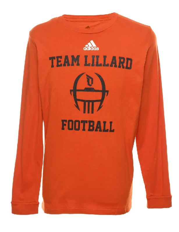 New Deals Adidas Black & Orange Long Sleeve Football Sports T-shirt - XL
