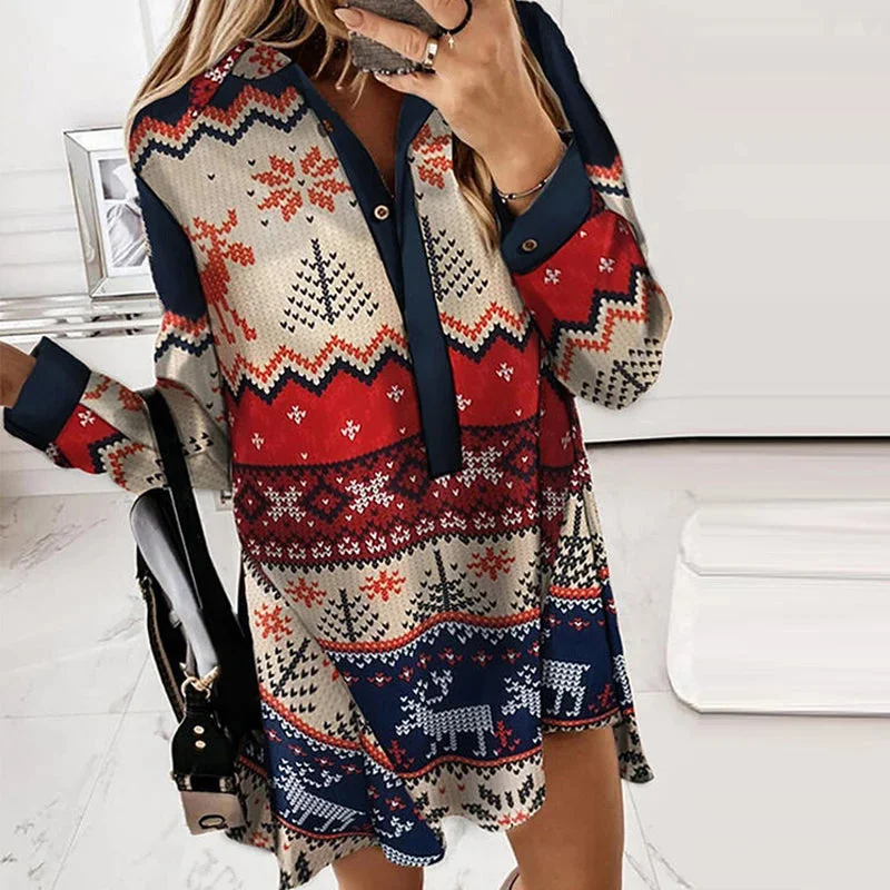 trendy bodycon dressCasual Christmas Shirt Dress