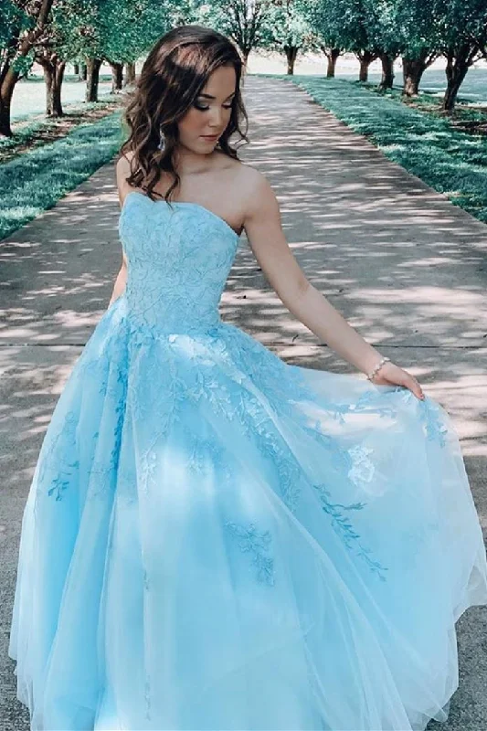 velvet dressA-line Blue Lace Appliques Long Wedding Dress