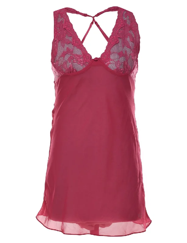 Sneak Peek Sale Pink Lace Boned Babydoll - S