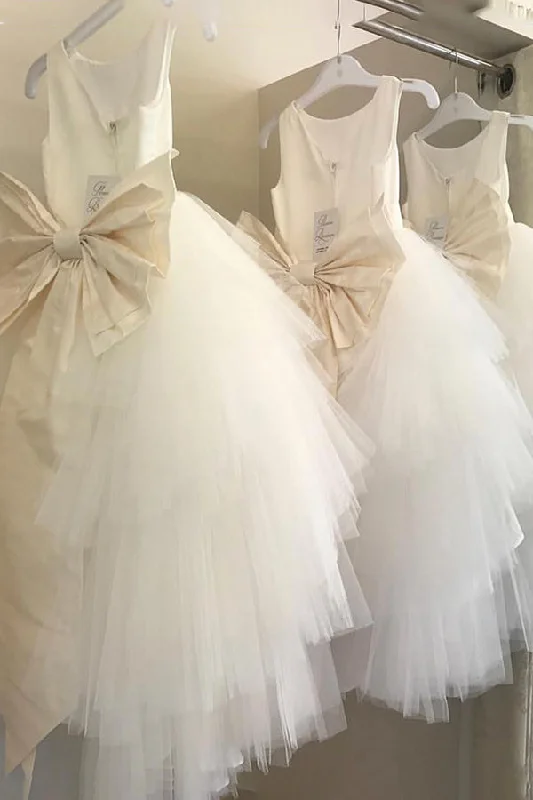 sleek midi dressBall Gown Ivory Flower Girl Dress with Bow