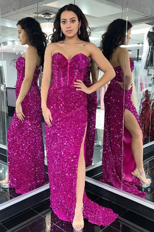 Members Only spaghetti strap dressFuchsia Sequin Sweetheart Mermaid Long Prom Dress with Slit Members Only spaghetti strap dressFuchsia Sequin Sweetheart Mermaid Long Prom Dress with Slit