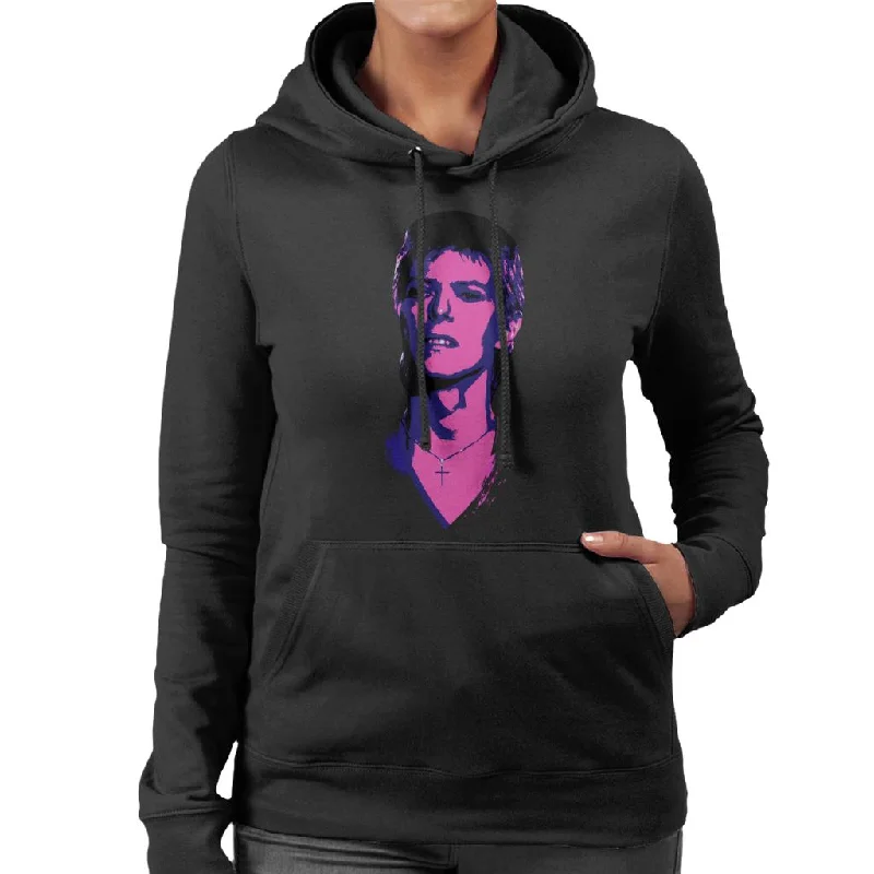 oversized hooded sweatshirtoversized hooded sweatshirtTV Times Pop Star David Bowie Portrait 1977 Pop Art Stylised Women's Hooded Sweatshirt