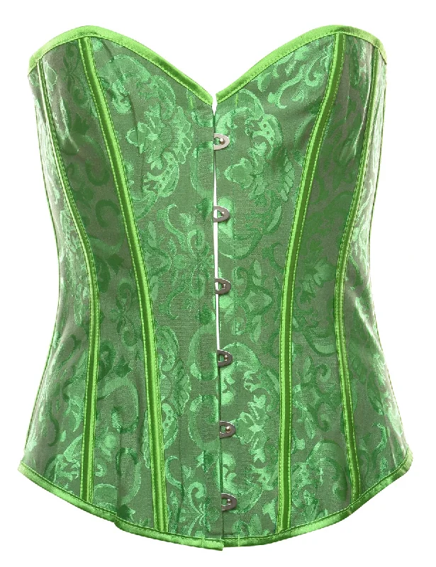 Exclusive Online Offer Jacquard Pattern Green Floral Corset - S