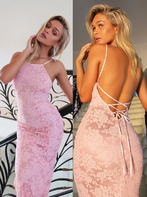 Online Only Open Back Prom Dresses Spaghetti Straps Trumpet Mermaid Long Lace Sexy Prom Dress JKL745 Online Only Open Back Prom Dresses Spaghetti Straps Trumpet Mermaid Long Lace Sexy Prom Dress JKL745