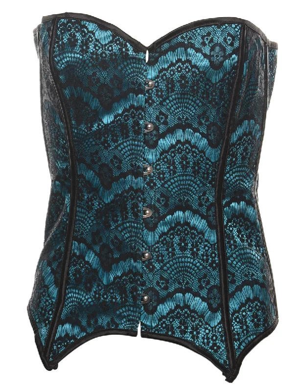 Exclusive Preview Teal & Black Boned Lace Corset - S