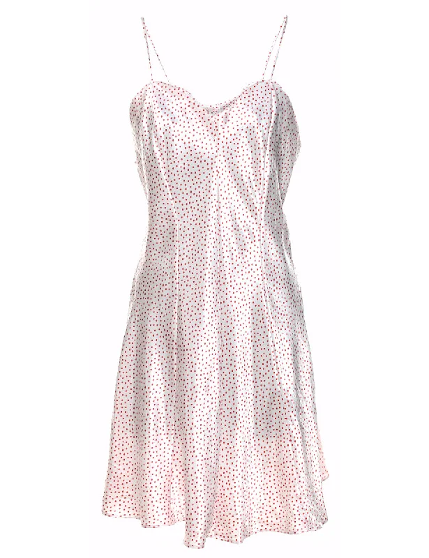 modern coatWhite & Red Polka Dot Print Slip Dress - S