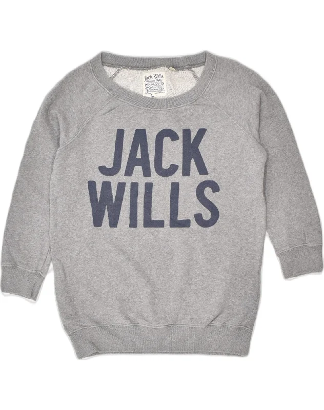 comfortable hooded sweatshirtcomfortable hooded sweatshirtJACK WILLS Womens Graphic Sweatshirt Jumper UK 8 Small Grey Cotton Sports