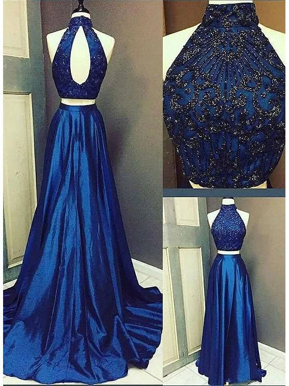 Unmissable Offer Two Piece Prom Dresses High Neck Aline Short Train Beading Satin Prom Dress JKS298 Unmissable Offer Two Piece Prom Dresses High Neck Aline Short Train Beading Satin Prom Dress JKS298
