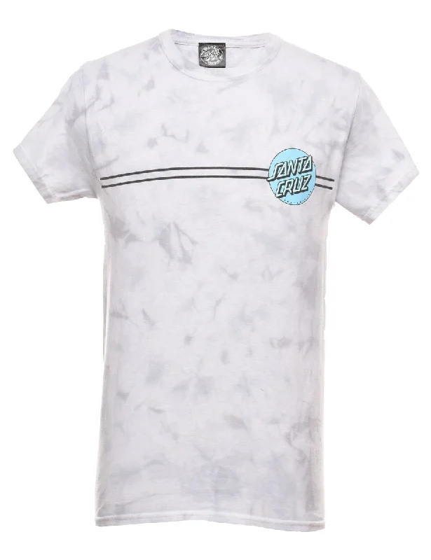 Deal of the Day Tie Dye Design Light Grey & Blue Santa Cruz Printed T-shirt - S