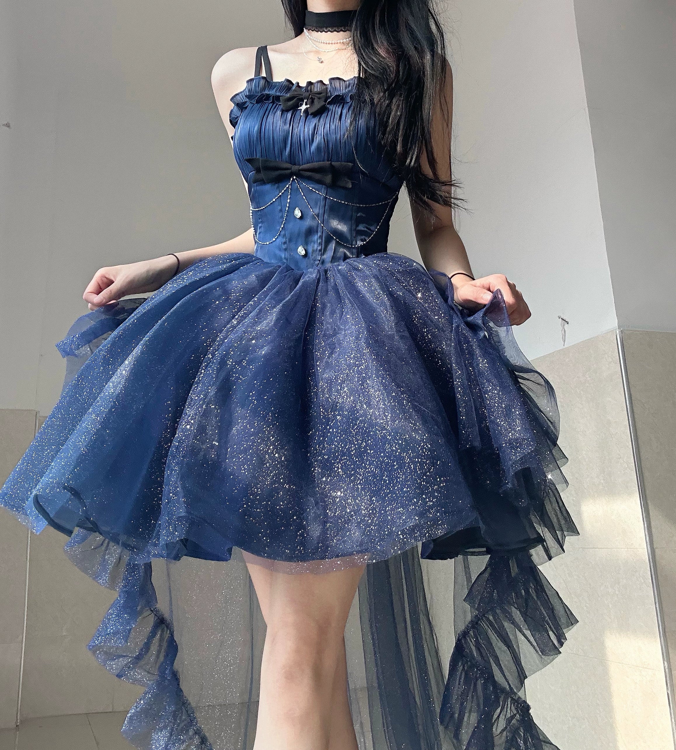 ruffle dress(BFM)Platycodon House~Polaris~Luxury Lolita Dress Star Tulle Princess Lolita Gown