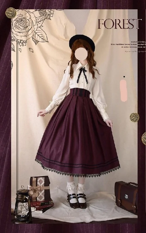 structured dress(BFM)Forest Song~Griffin's Promise~Classic Lolita Skirt Striped Plaid Elegant SK