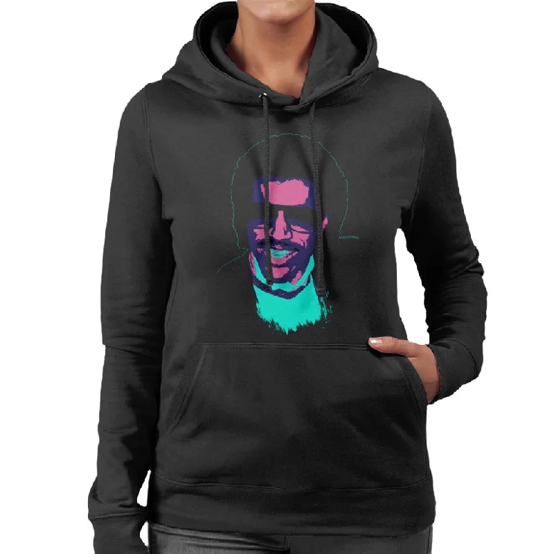 minimalist hooded sweatshirtminimalist hooded sweatshirtTV Times Pop Singer Lionel Richie 1985 Pop Art Stylised Women's Hooded Sweatshirt