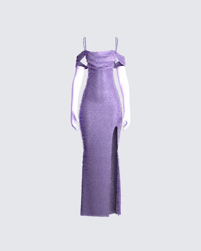 draped dressTessa Purple Maxi Dress & Gloves