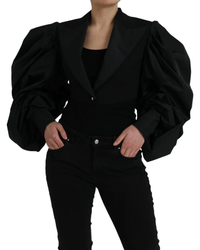 long-sleeve winter jacketDolce & Gabbana Polyester Puffed Sleeves Cropped Jacket