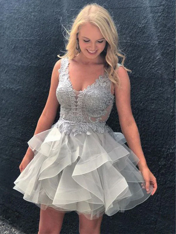 Daily Specials Light Grey Lace Appliques BALL Gown Cute Homecoming Dress Backless AN12307 Daily Specials Light Grey Lace Appliques BALL Gown Cute Homecoming Dress Backless AN12307