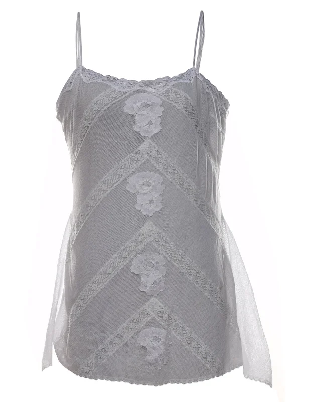 Savings Spectacular Grey Lace Babydoll - S