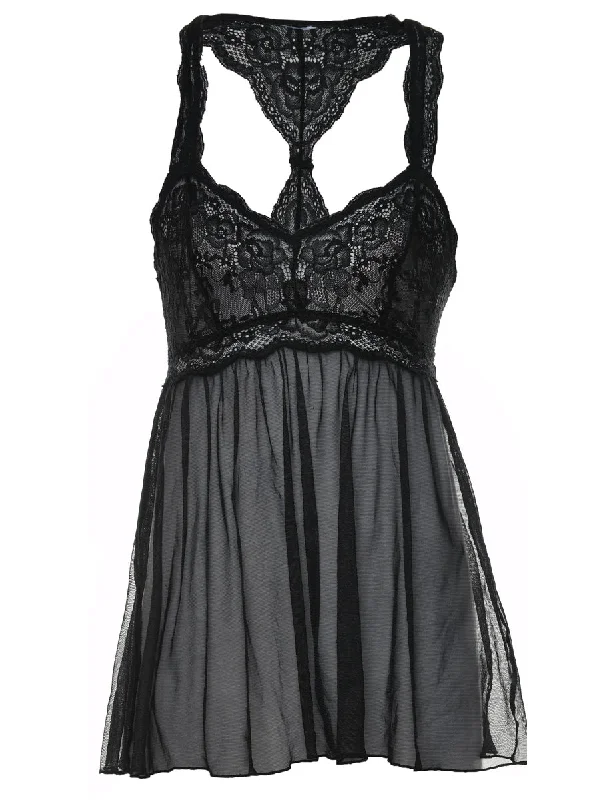 urban coatBlack Lace Racer-Back Babydoll Dress - S