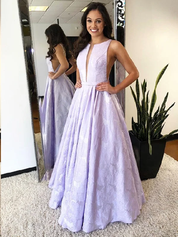 Crazy Savings Chic Prom Dresses Scoop A-line Long Lilac Jacquard Satin Prom Dress JKL1436 Crazy Savings Chic Prom Dresses Scoop A-line Long Lilac Jacquard Satin Prom Dress JKL1436