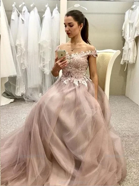 Markdowns Chic Prom Dresses Bateau Aline Floor-length Appliques Long Tulle Prom Dress JKL1347 Markdowns Chic Prom Dresses Bateau Aline Floor-length Appliques Long Tulle Prom Dress JKL1347