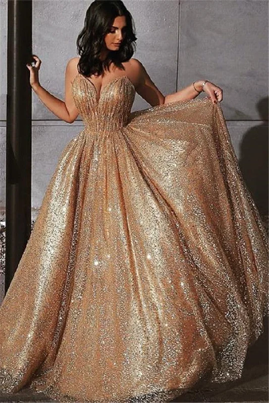 Big Discounts Champagne Elgant A-line Spaghetti Straps Backless Sequins Prom Dresses Big Discounts Champagne Elgant A-line Spaghetti Straps Backless Sequins Prom Dresses