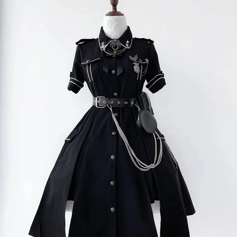 layered dressYour Highness~Evil Python 2.0~Military Lolita Gothic OP Dress