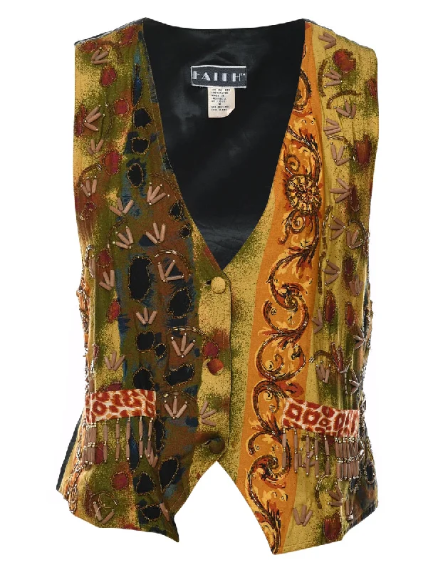 wool-blend coatPatterned Multi-Colour Beaded Waistcoat - M