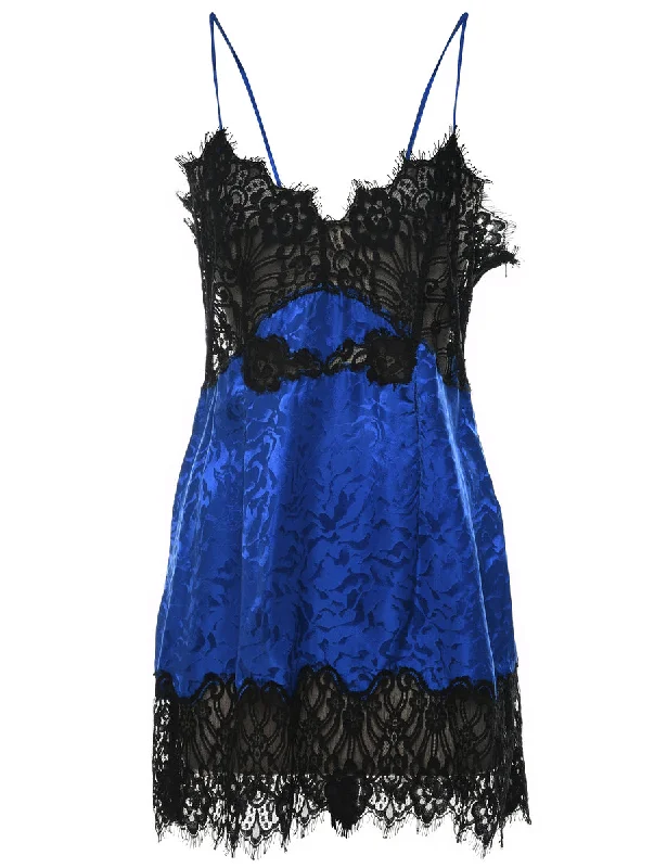 classic jacketBlack & Blue Silky Lace Babydoll - S