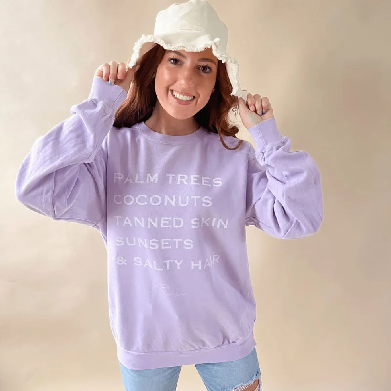 Today’s Deal high-quality athletic sweatshirtSalty Hair Orchid Crewneck