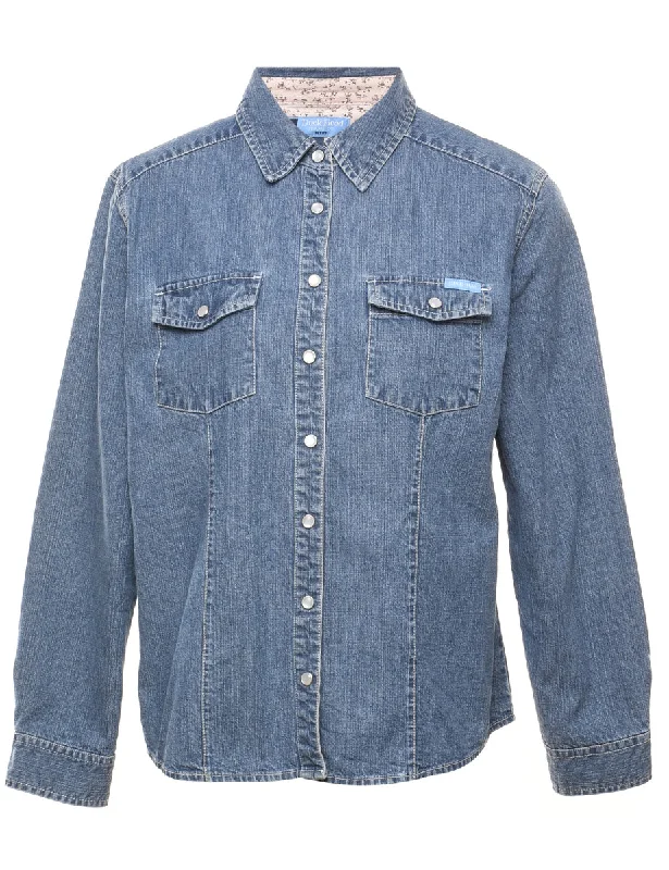 sleek trench coatMedium Wash Denim Shirt - M