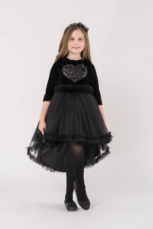 casual day dressBlack Sequin Heart Dress