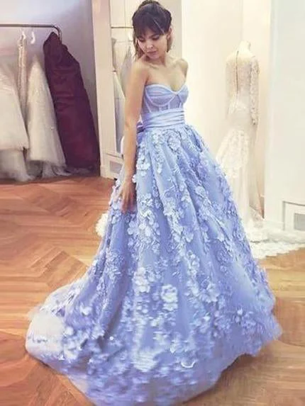 Hot Deal Chic Prom Dresses Aline Sweetheart Floral Lace Sweep Train Lavender Long Prom Dress JKL1413 Hot Deal Chic Prom Dresses Aline Sweetheart Floral Lace Sweep Train Lavender Long Prom Dress JKL1413
