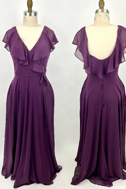Extra Savings fitted cocktail dressRuffles Purple Chiffon A-line Long Bridesmaid Dress Extra Savings fitted cocktail dressRuffles Purple Chiffon A-line Long Bridesmaid Dress